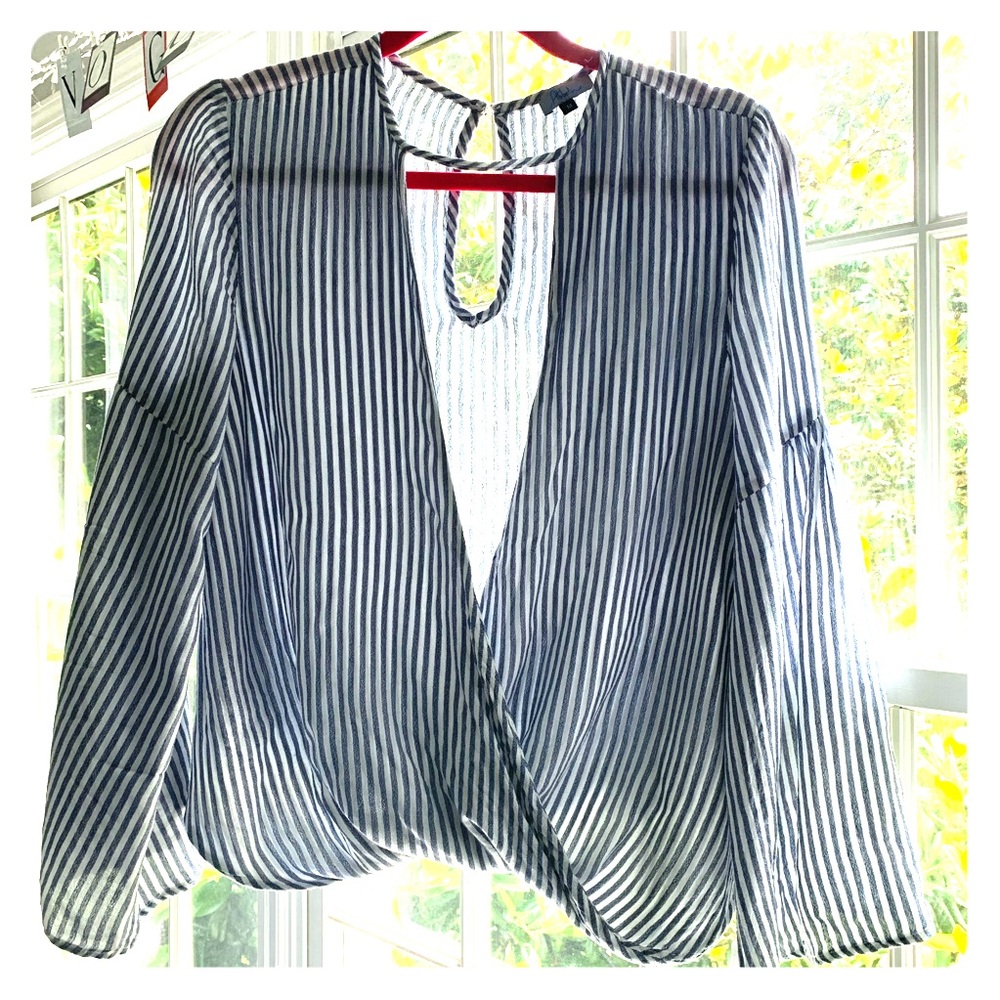 Abbeline Blue and White Pinstriped Long Sleeve